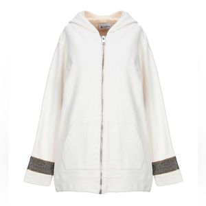 Dondup Italy ivory thick cotton zipper down hoodie small